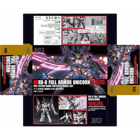 Mô Hình Lắp Ráp HGUC Full Armor Destroy Mode Red Version Gundam Unicorn BL Có Decal