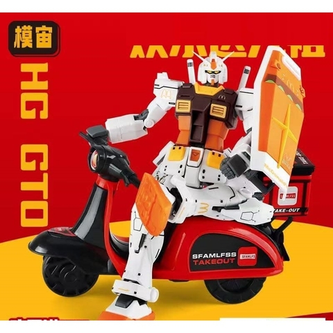 Mô Hình Lắp Ráp HG 1/144 RX-78-2 Gundam GTO McDonalds Ver + Xe McDonalds Scooter BL