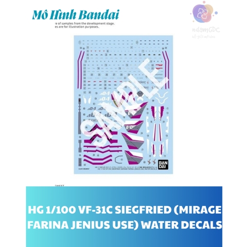 Deacal nước Bandai HG 1/100 VF-31C SIEGFRIED (MIRAGE FARINA JENIUS USE) WATER DECALS 4573102691675