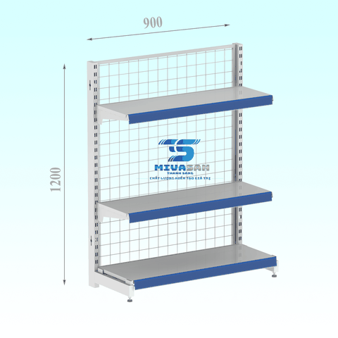 Kệ siêu thị lưới đơn L900H1200-3S-