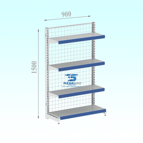 Kệ siêu thị lưới đơn L900H1500-4S-