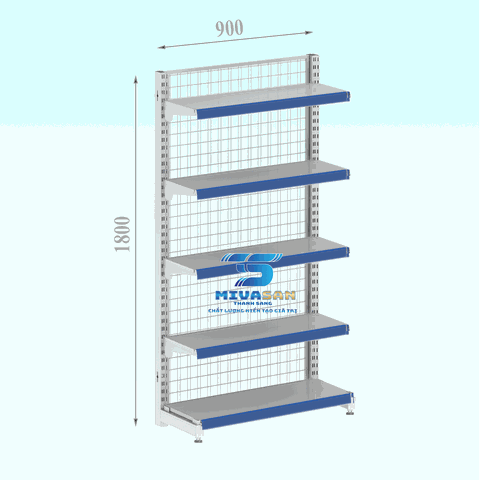 Kệ siêu thị lưới đơn L900H1800-5S-