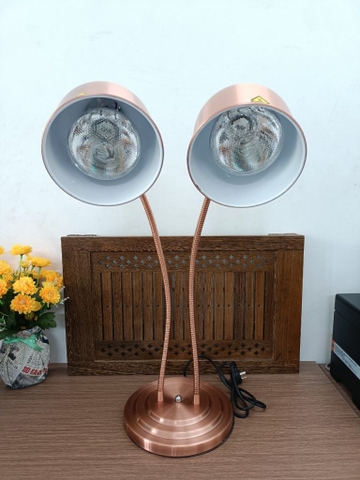 Đèn hâm nóng thức ăn 2 bóng đồng, đế tròn đồng 121168
