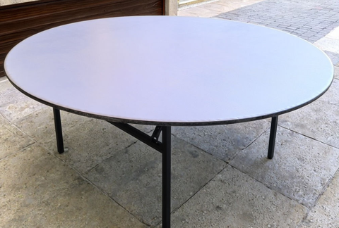 Bàn tròn tiệc 1m8 cao cấp Plywood phủ PVC chân sắt gấp gọn