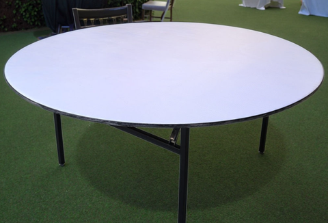 Bàn tròn tiệc 1m8 cao cấp Plywood phủ PVC chân sắt gấp gọn