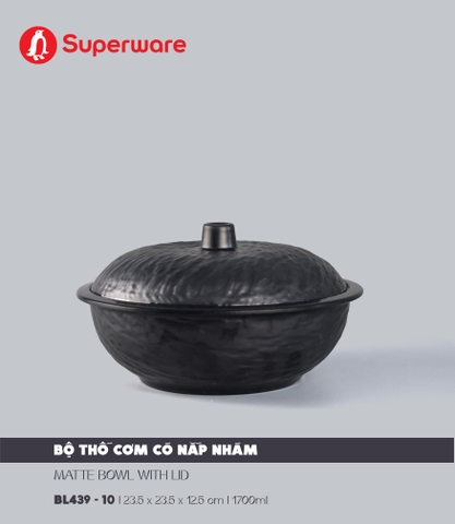Bộ thố cơm có nắp nhám 10