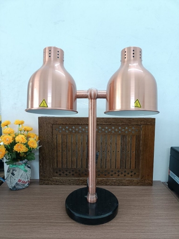 Đèn hâm nóng thức ăn 2 bóng đồng, đế tròn đen 121869