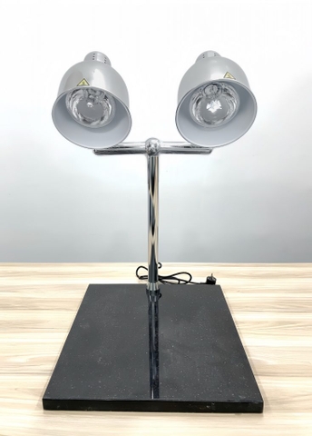 Đèn hâm nóng thức ăn 2 bóng inox, đế đá CN đen 121167D
