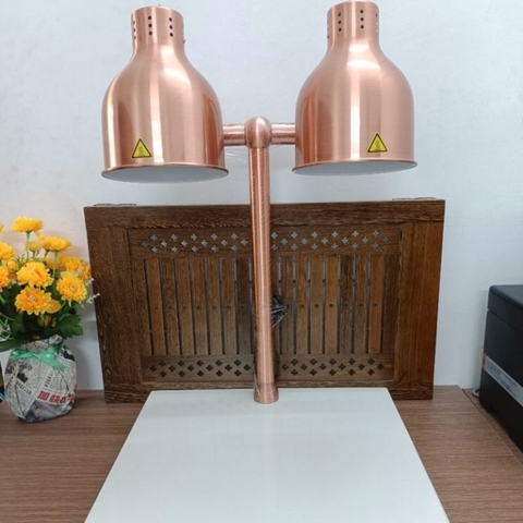 Đèn hâm nóng thức ăn 2 bóng đồng, đế đá CN trắng 121166T