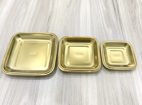 Dĩa vuông vàng sâu lòng lớn inox 304 ZFX178G