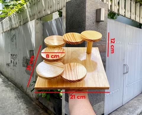 Khay gỗ bậc thang 6 tầng sushi sashimi KG6T