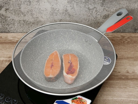 Lưới Đậy Chảo Tay Cầm Nhựa Inox Cherry