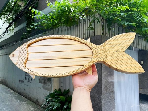 Khay gỗ hình con cá 50cm GC50