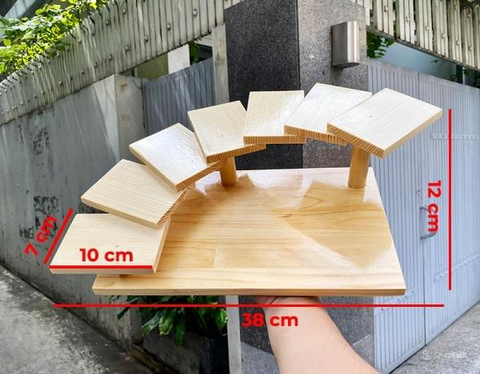 Khay gỗ bậc thang 7 tầng sushi sashimi KG7T