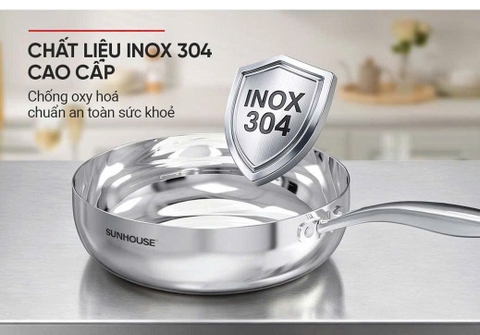Chảo inox 304 SUNHOUSE Healthy IN28M11