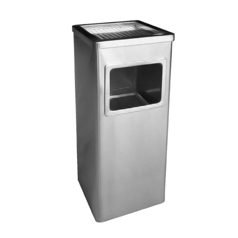 Thùng rác inox vuông có gạt tàn