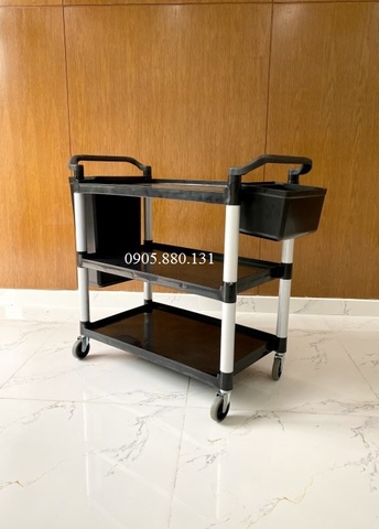 Xe phục vụ 3 tầng đen có thau L-010B-1