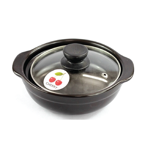Nồi Đất Nắp Kính Cạn Cherry
