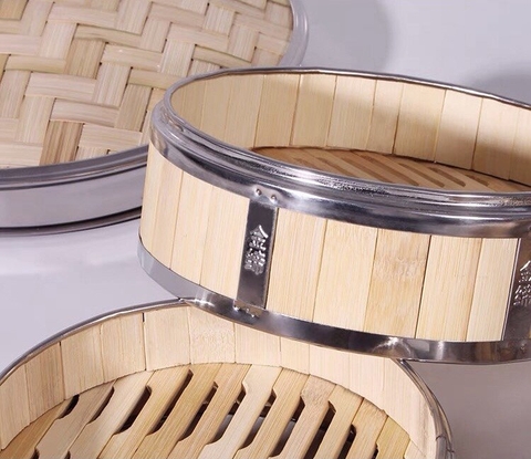 Xửng hấp tre vành inox 14.5cm