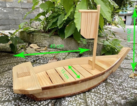 thuyền gỗ 1 cột sushi sashimi 45cm TG1C45