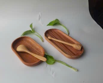 Khay Gỗ Oval Đại 15x30cm