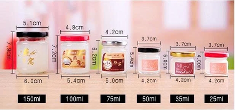 Hũ thủy tinh đựng yến tròn nắp thiếc