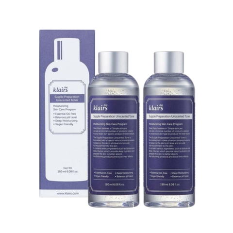 Combo 2 Toner Klairs Bản Không Mùi, Dưỡng Ẩm & Làm Dịu Da Nhạy Cảm 180ml x 2 Fullbox - Hàng Công Ty