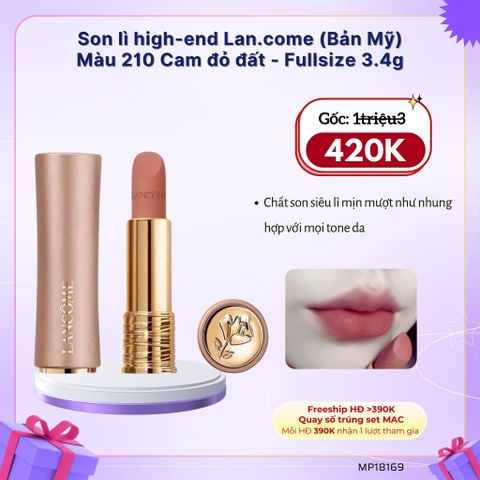 Son Lancôme L'Absolu Rouge Intimatte in 210 – Unspoken Feelings - Fullsize 3.4g (Tách set nobox)