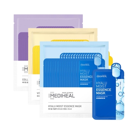Combo 3 Hộp Mặt Nạ Mediheal Essence Mask Màu Vàng + Xanh + Tím 15M x 3 - Hàng công ty