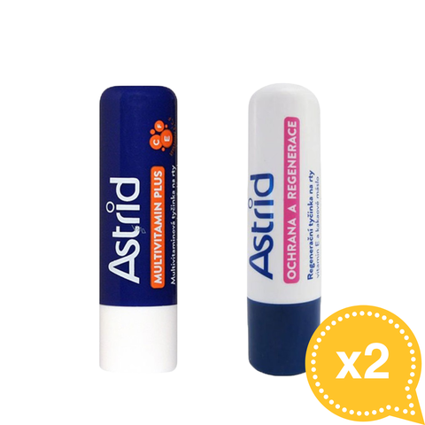 Combo 2 Son Dưỡng Môi Astrid Mỡ Hươu Fullsize 4.7g x 2 (Trắng + Xanh)