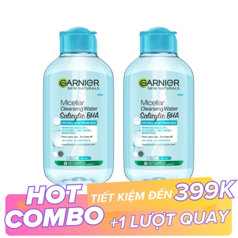 Combo 2 Nước Tẩy Trang Garnier Xanh Dành Cho Da Dầu Mụn 50ml x 2