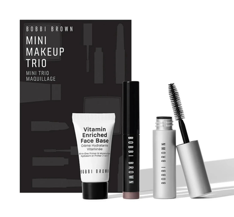 Set 3 món Bobbi Brown mini makeup trio (Kem lót 7ml+Shadow Stick 0.9g+Eye Mascara 3ml) Hàng US