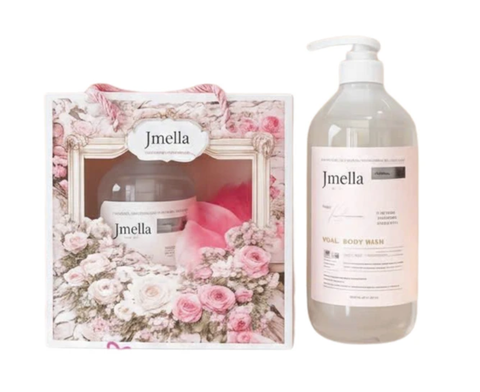 Set sữa tắm Jmella 500ml kèm bông tắm- Hàng công ty