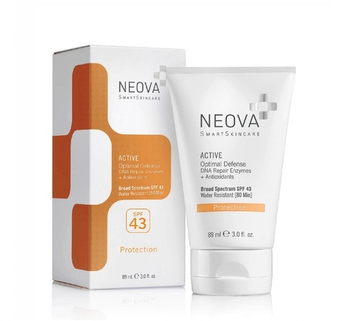 Kem chống nắng NEOVA Active Optimal Defense DNA Repair Enzymes + Antioxidant Broad Spectrum SPF 43 (Water Resistant 80min) - Fullbox 89ml