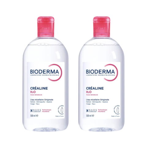 Combo 2 Nước Tẩy Trang Bioderma H2O Micellar (Crealine/ Sensibio/Sébium) - Hồng 500ml bản mới [Tiết kiệm 51K + Freeship]