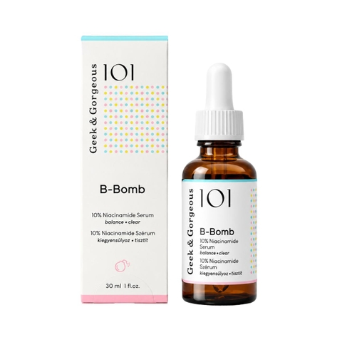 Serum Giảm Mụn Kiềm Dầu Thu Nhỏ Lỗ Chân Lông Geek & Gorgeous B-Bomb 10% Niacinamide 30ml - Fullbox - Hàng Công Ty