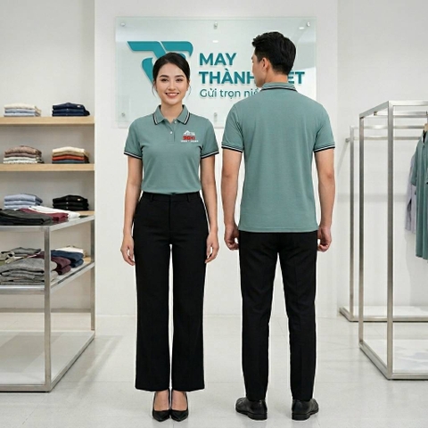 Áo Polo Đồng Phục Công Ty Màu Xanh Thanh Lịch