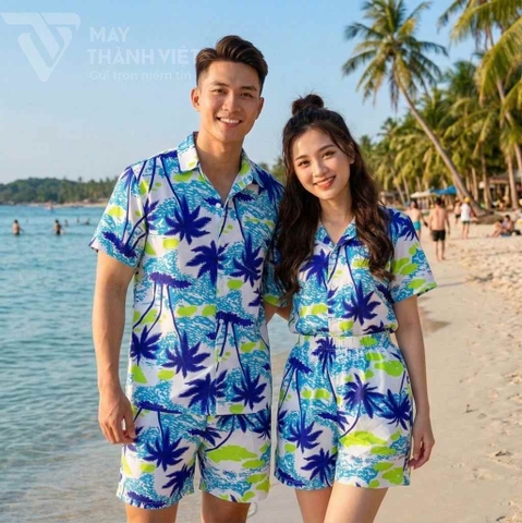 Áo sơ mi hoa đi biển