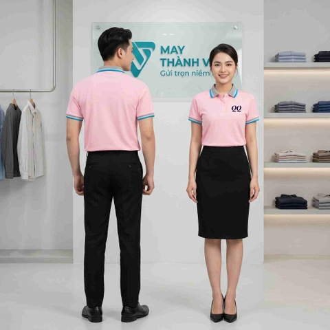 Áo polo đồng phục màu hồng