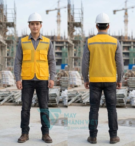 Áo Gile Phản Quang Màu Vàng