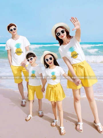 Ao Dong Phuc Gia Dinh Giá Rẻ Tại Gia Lai Màu Trắng - Đồng Phục May Thành Việt