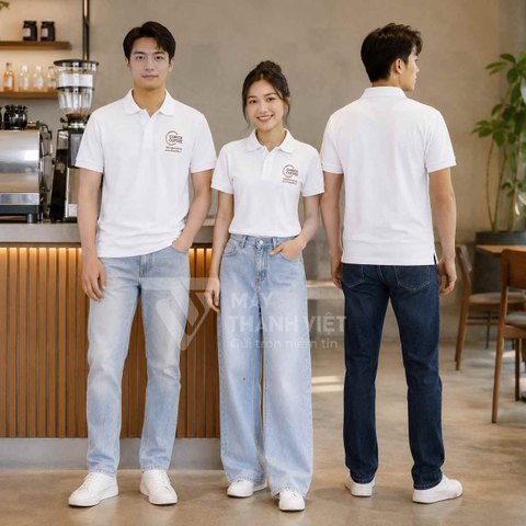 Đồng Phục Quán Cafe Áo Polo Trắng