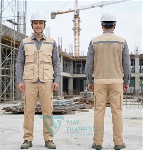 Áo Gile Phản Quang Màu Be