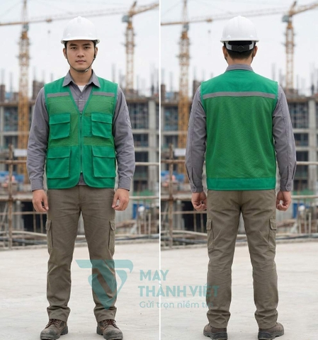 Áo Gile Công Trường Màu Xanh