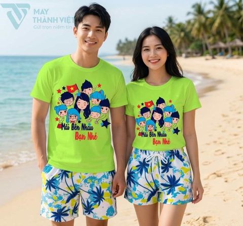Mẫu áo đồng phục đi biển trẻ trung, nổi bật cho nhóm bạn