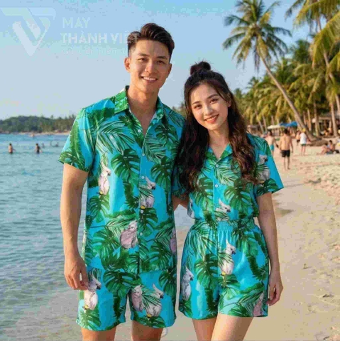 Áo sơ mi Hawaii đồng phục đi biển