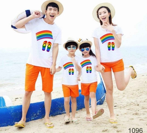 Áo Gia Đình cổ tròn màu trắng - Đồng Phục May Thành Việt