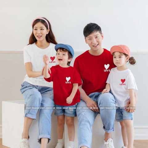Áo Đồng Phục Gia Đình 4 Người Giá Rẻ Tại Hưng Yên Màu Trắng - Đồng Phục May Thành Việt
