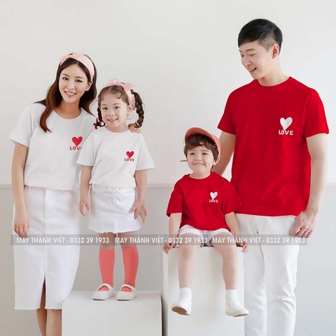 Áo Đồng Phục Gia Đình 4 Người Giá Rẻ Tại Hưng Yên Màu Trắng - Đồng Phục May Thành Việt