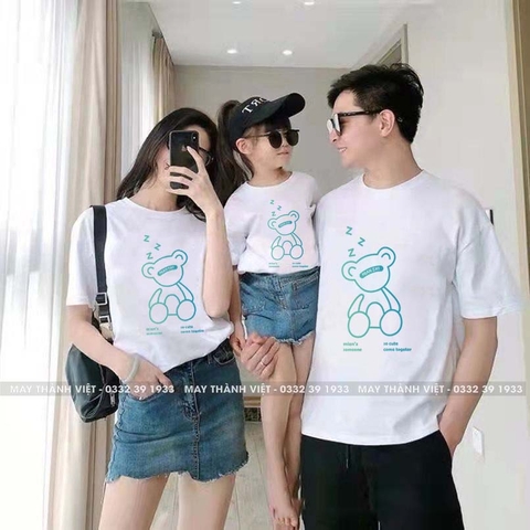 Áo Gia Đình 3 Người Màu Trắng - Đồng Phục May Thành Việt